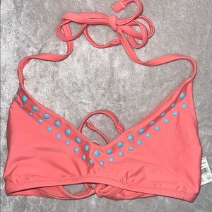 NWT Aerie Coral and Blue Bikini Top
